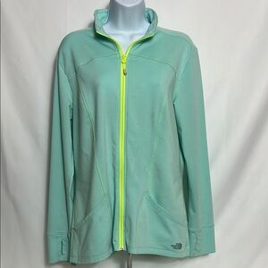 The North Face Women’s Size Large Green Yellow Zip Front Athletic Workout Jacket